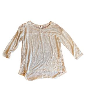 One Clothing Beige Lace detail shirt